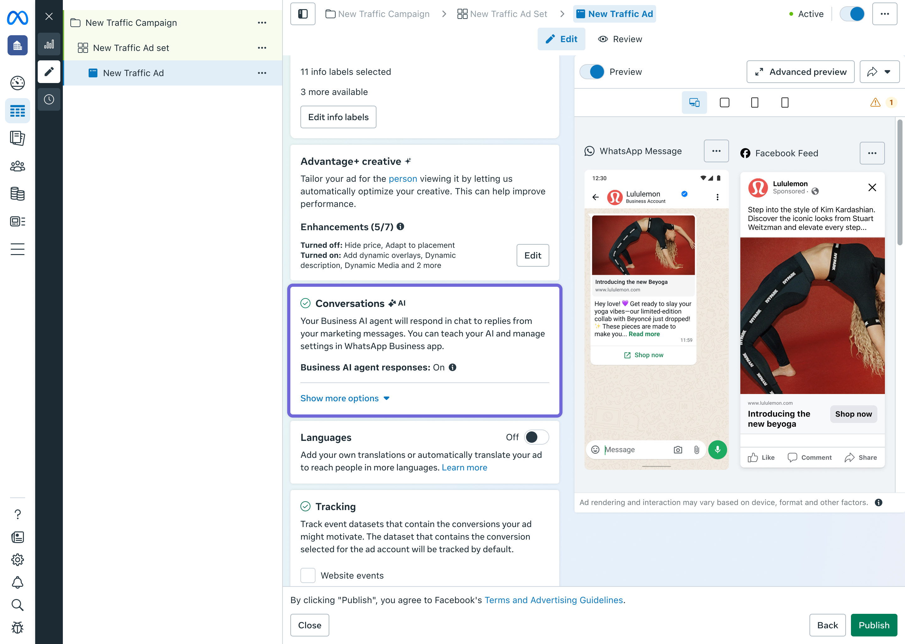 Business AI agent responding to conversations automatically